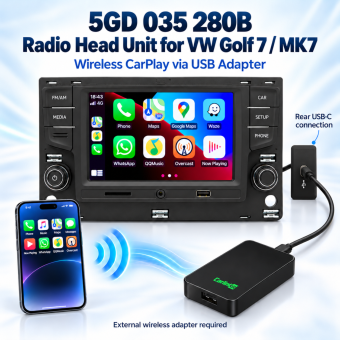 5GD 035 280B Radio Head Unit for VW Golf 7 / MK7